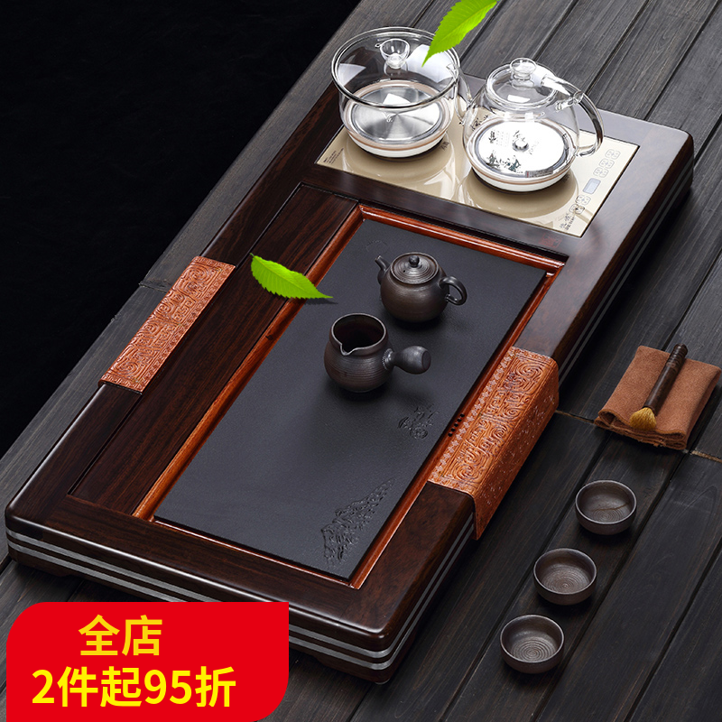 乌金石茶盘四合一功夫茶具家用茶台电磁炉自动上水大号黑檀木茶托|msdalam kategori pinggan mangkuk, set teh, dulang teh - dari Buy2taobao.com untuk memberikan perkhidmatan ejen Taobao profesional membeli
