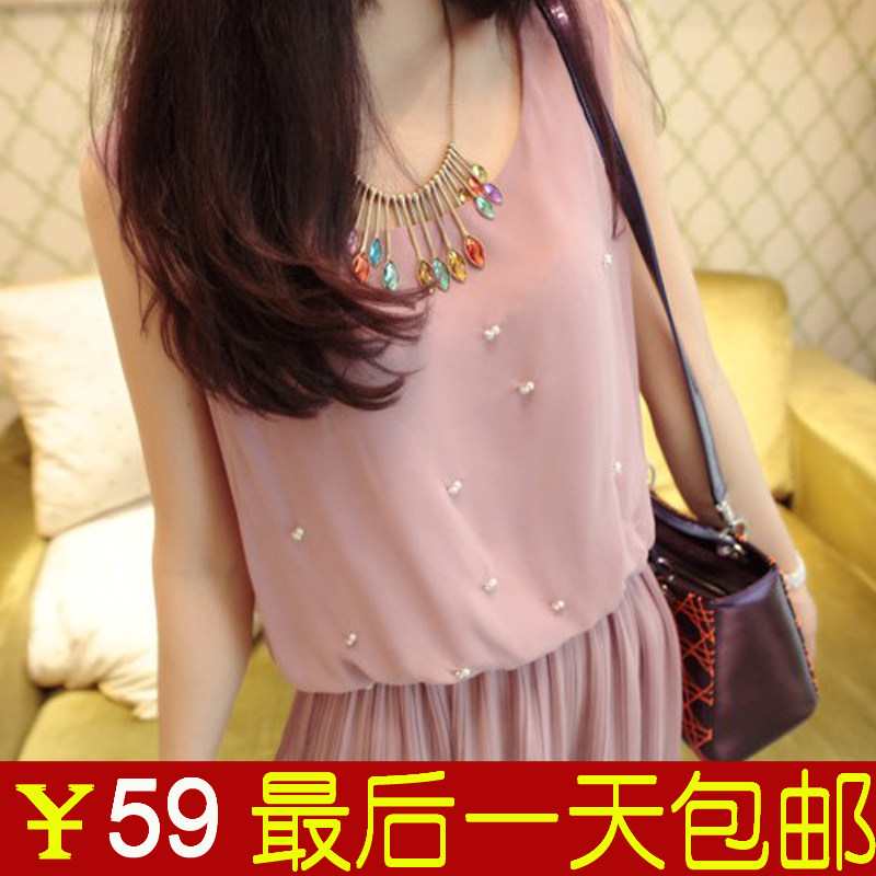 <em>夏季</em>裙子<em>女式</em>OL气质淑女裙珍珠装饰雪纺<em>连衣</em>