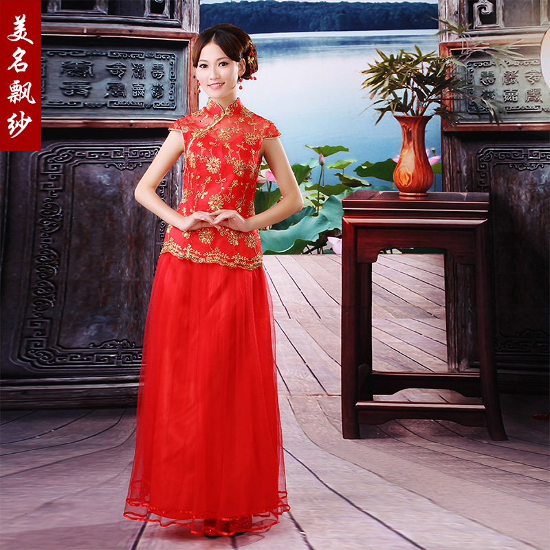 2013新款婚纱礼服旗袍中式改良旗袍新娘结婚套装红色敬酒礼服大码 2013新款婚纱礼服旗袍中式改良旗袍新娘结婚套装红色敬酒礼服大码