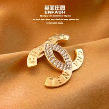 Korean female models diamond compact luxury brand rose gold alloy double C small fragrant version Brooch Pin Jewelry choke