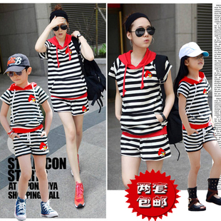  亲子装夏装全家装款套装母女装母子装夏季t恤韩版一家三口夏