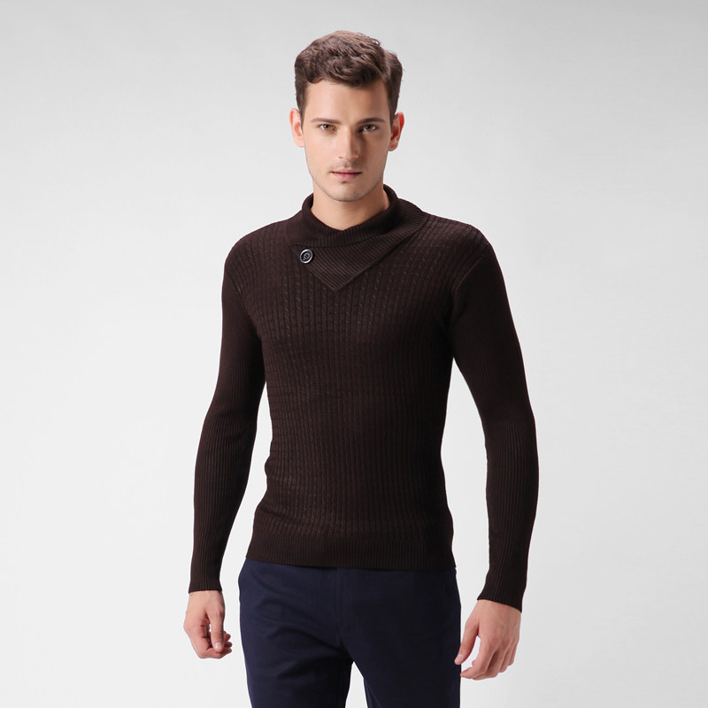 秋冬百搭男士长袖<em>毛衣</em>加厚半高领英伦商务<em>领口</em>