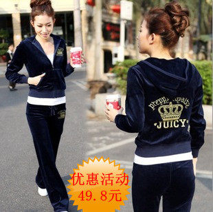 2013春装装新款天鹅绒运动套装 女款春装休闲套装女装卫衣运动服