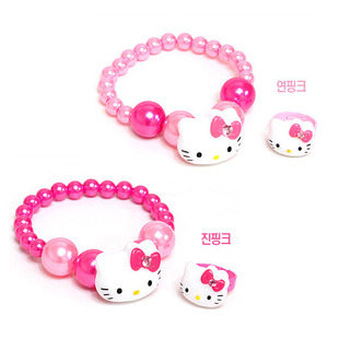  韩国进口【代购】HelloKitty儿童手链+戒指套装儿童首饰配饰F02