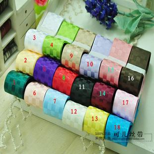  丝带批发 成人饰品材料 diy手工配件 缎带25MM方格带 18色入