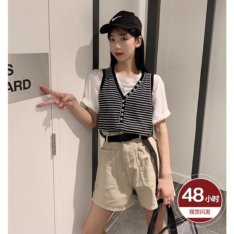 Lin Shanshan Flax stripe knitting vest 2019 new pattern Sleeveless leisure time Western style fashion jacketin the Women's clothing/Boutique , Vest harness category - from Buy2taobao.com to provide professional Taobao agent buy service