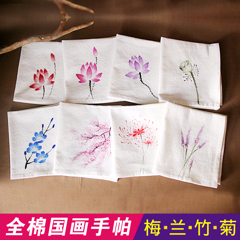 白色手绘中国风古风手绢全棉方巾纯棉手帕学生礼品汉服古装配饰|msdalam kategori Aksesori/Belt kulit/Hat/Muffler, sapu tangan - dari Buy2taobao.com untuk memberikan perkhidmatan ejen Taobao profesional membeli