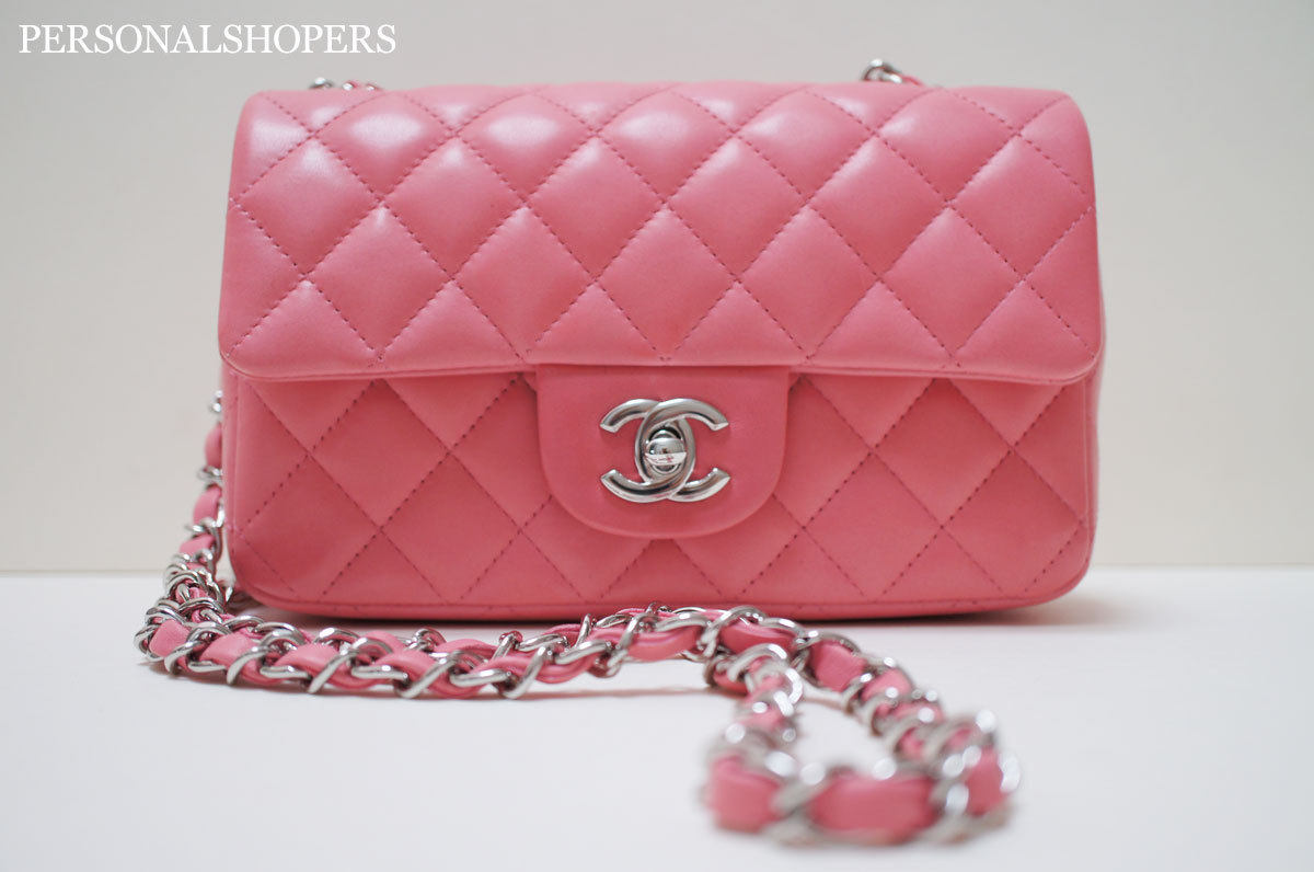 代购 正品 Chanel银色配件粉色皮制菱格<em>包包女</em>