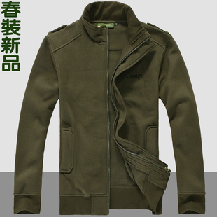  春装新品男装开衫卫衣外套 时尚休闲肩章卫衣男立领外套上衣