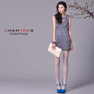  Chartres设计师原创品牌 几何印花 短袖连衣裙女装夏季QW883