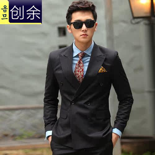 新款春装男装2013 修身小西装男 商务<em>双排扣</em>西