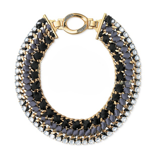  特！超气场！重金属女王范 奢华宝石渐变丝带编织短项链 锁骨链