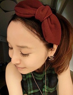  韩国进口！温暖系 超正毛呢蝴蝶结发箍  质感非常棒