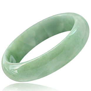  珍稀缘 A货 翡翠手镯 天然淡绿圆玉镯子 专柜正品玉器有纹带证书