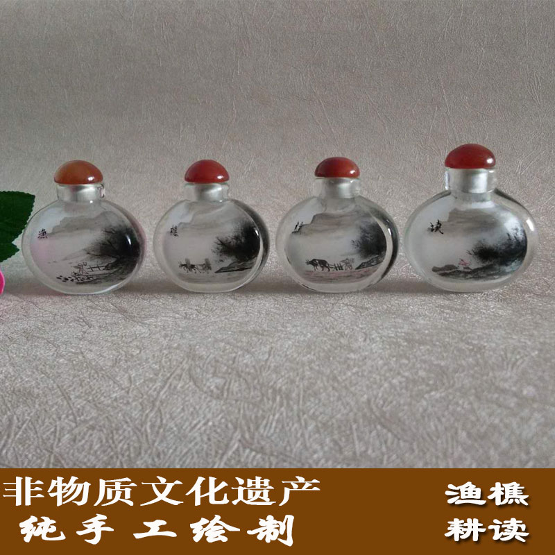 内画鼻烟壶纯手工手绘创意商务外事礼品天然玛瑙盖子渔樵耕读在类目 特色手工艺, 地区民间特色手工艺, 内画鼻烟壶中 - 来自Buy2taobao.com提供专业的淘宝代购服务