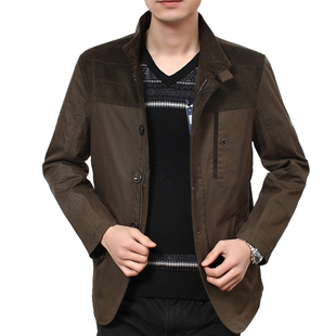  春款与狼共舞夹克男装正品男立领夹克拼色男夹克纯棉男士外套