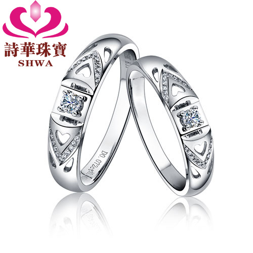 诗华珠宝 盟定18K白金/铂金对戒单钻石戒指结婚钻戒情侣对戒正品 诗华珠宝 盟定18K白金/铂金对戒单钻石戒指结婚钻戒情侣对戒正品