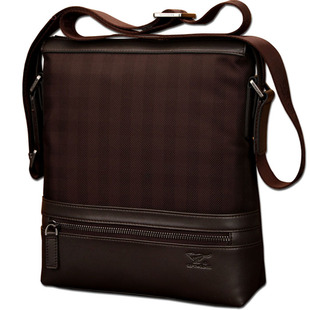  新款专柜正品七匹狼男包单肩斜挎包 休闲英伦格纹牛津布男士背包