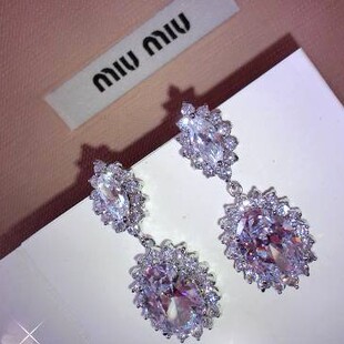  韩国 祖母绿仿宝石miu家钻石水晶 尚美风格新娘饰品 复古耳钉耳环