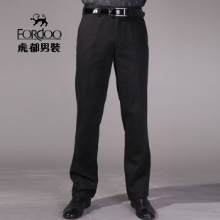  虎都正品秋冬新款休闲长裤男裤直筒商务中年棉质纯色JXKB2910C