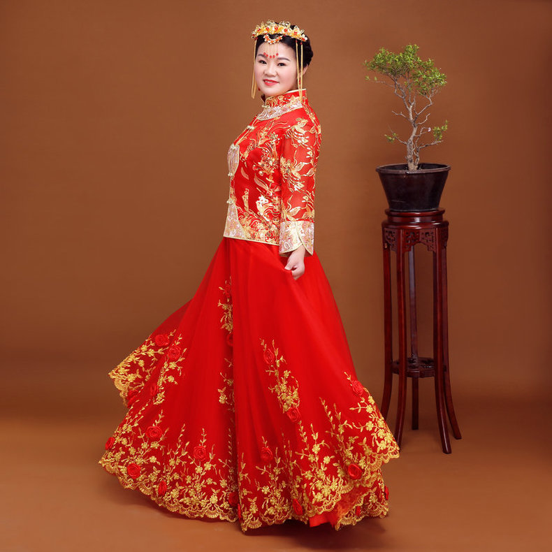 夏季加大码秀禾服新款胖人敬酒服显瘦胖m新娘喜服加肥孕妇300定制|ruв категории Женская одежда, Cвадебные платья, ципао - от Buy2taobao.com для оказания профессиональной услуги покупки агента Taobao