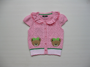  特价包邮 韩版女童 可爱天使小熊纯棉针织背心 儿童纯棉马甲