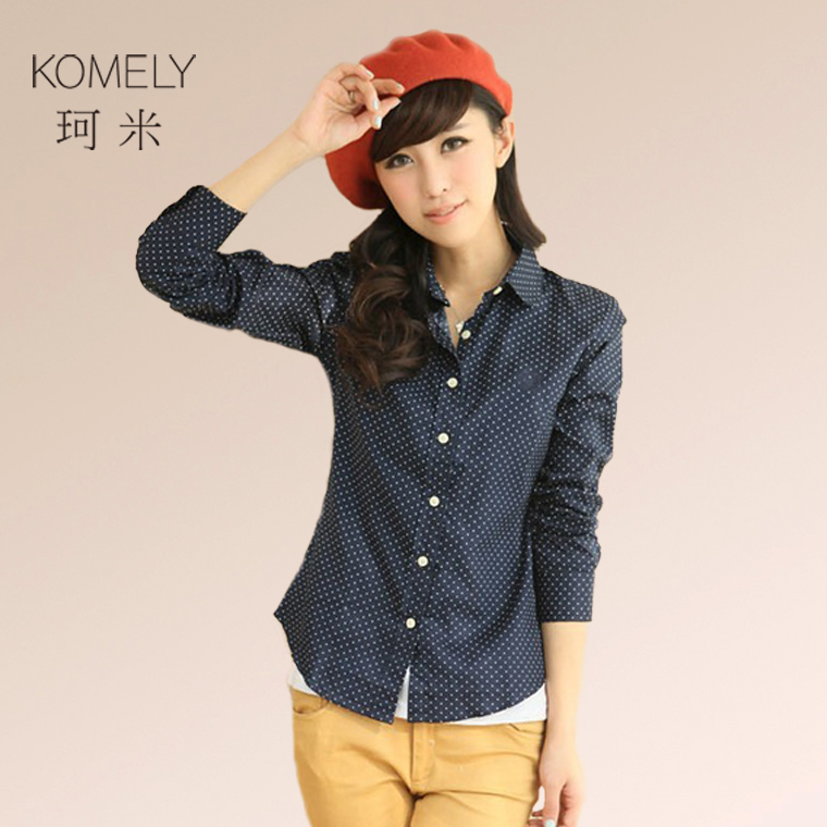 简约印花圆点修身...