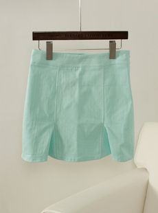  韩国修身荷叶边高腰半裙包臀韩版半身裙YS女装纯色花苞裙短裙