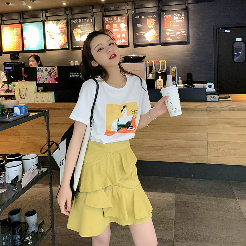 Sissy small can Wood ear skirt 2019 new pattern summer Korean Edition Show thin Versatile Paige Short skirtin the Women's clothing/Boutique , Skirts category - from Buy2taobao.com to provide professional Taobao agent buy service
