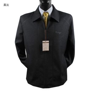  中老年春季新款爸爸服饰夹克衫外套直筒版型正装