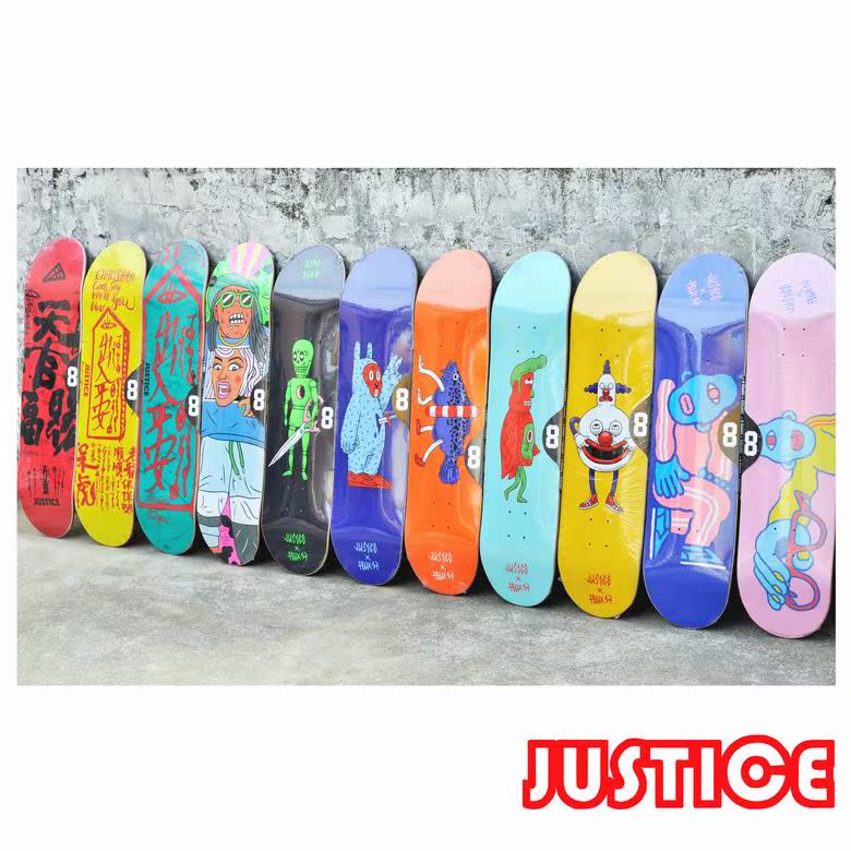 【冲突滑板】JUSTICE SUPER8 超级八板面 送砂纸 轴承 彩钉在类目 运动/瑜伽/健身/球迷用品, 轮滑/滑板/极限运动, 滑板中 - 来自Buy2taobao.com提供专业的淘宝代购服务