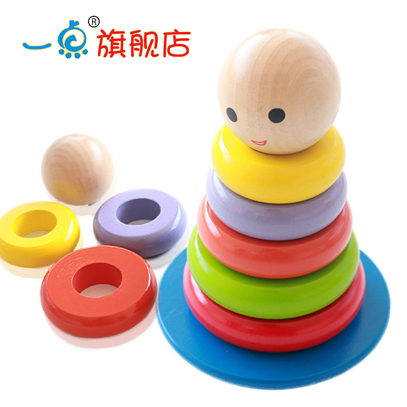 Authentic educational wooden toys for children tumbler set of colorful stacks of Tower columns special offer