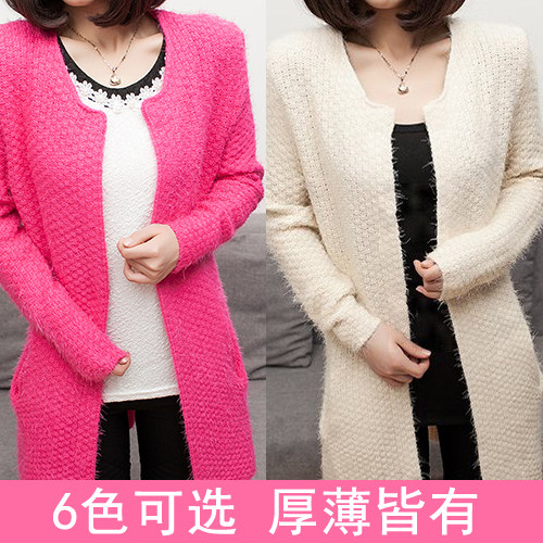 For post 2013 mohair clothes for spring new Korean fashion pineapple needle long sweater Cardigan coat