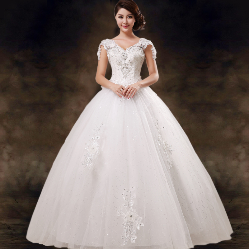 婚纱礼服2013韩版复古v领蓬蓬裙齐地绑带蕾丝定制520-18宫廷白色 婚纱礼服2013韩版复古v领蓬蓬裙齐地绑带蕾丝定制520-18宫廷白色