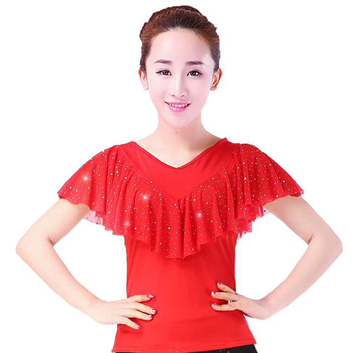夏季成人拉丁舞蹈服裝短袖亮片演出服廣場舞服裝新款上衣跳舞衣女在類目 運動/瑜伽/健身/球迷用品, 舞蹈/健美操/體操, 拉丁舞, 拉丁舞上裝中 - 來自Buy2taobao.com提供專業的淘寶代購服務