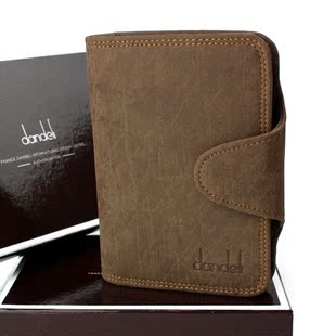  搭扣休闲钱包◆新款磨沙牛皮男士钱包 真皮短款丹德立皮夹