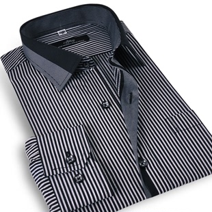  男装春季新款条纹衬衫 男 长袖男式衬衫 商务韩版衬衫