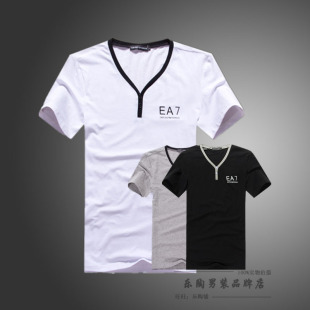  夏季新款 阿玛尼男装T恤 时尚V领商务男士t恤 修身短袖t恤男