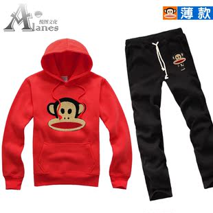  新款春装韩版大嘴可爱猴休闲运动套装可爱男女士套头卫衣外套