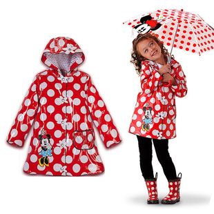  原单迪士尼米妮立体造型女童儿童防水雨衣防风衣外套纯棉内衬