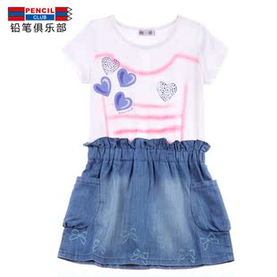 铅笔俱乐部女童裙装韩版童装连衣裙女大童牛仔裙子新款夏装