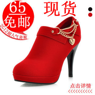  1314春秋季新款韩版防水台超高跟鞋单鞋女鞋红色婚鞋气质新娘鞋子