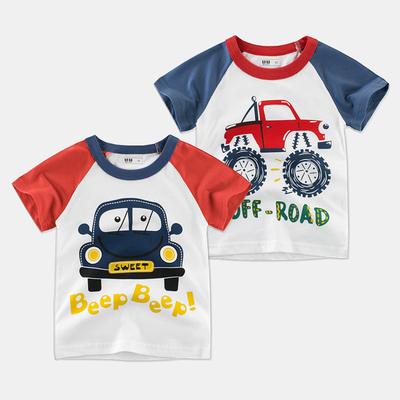 宝宝纯棉T恤2019夏季童装男童卡通短袖T恤中大儿童圆领上衣夏天潮