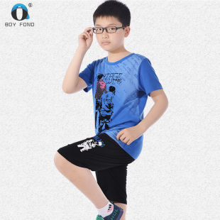  童装 男童夏装韩版儿童运动休闲短袖T恤五分短裤夏季套装9090