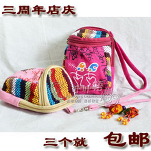 National wind printing mini clutch purse square hand carry bags pouches wholesale women cotton homespun Lijiang