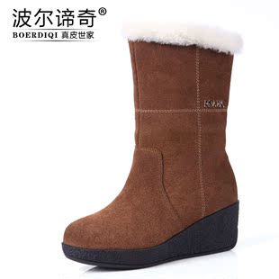  波尔谛奇新款雪地靴 女 冬季真皮保暖短靴时尚棉鞋女靴子2628