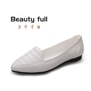  春秋新款浅口单鞋英伦风潮尖头平底真皮女鞋欧美平跟休闲包邮