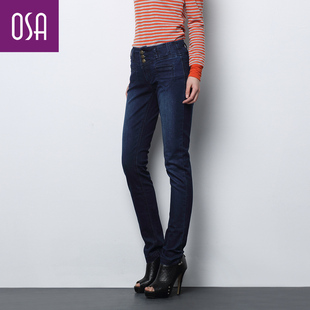  OSA欧莎正品 春季女装时尚小脚牛仔裤 品牌修身女裤 SN33013