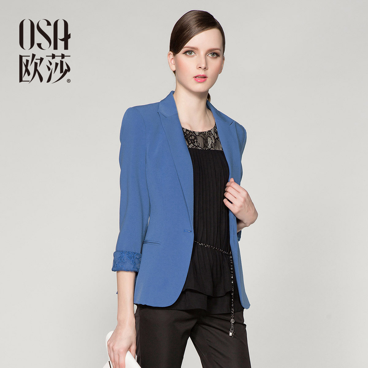 OSA欧莎2013新款女士春秋外套韩版一粒扣蕾丝短外