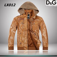 Одежда из кожи 正版dg皮夹克男 高档男士皮衣 冬装款加绒保暖连帽修身男式外套潮